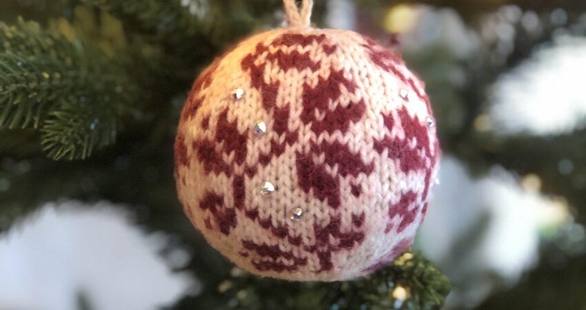 Photo of knitted Christmas ball